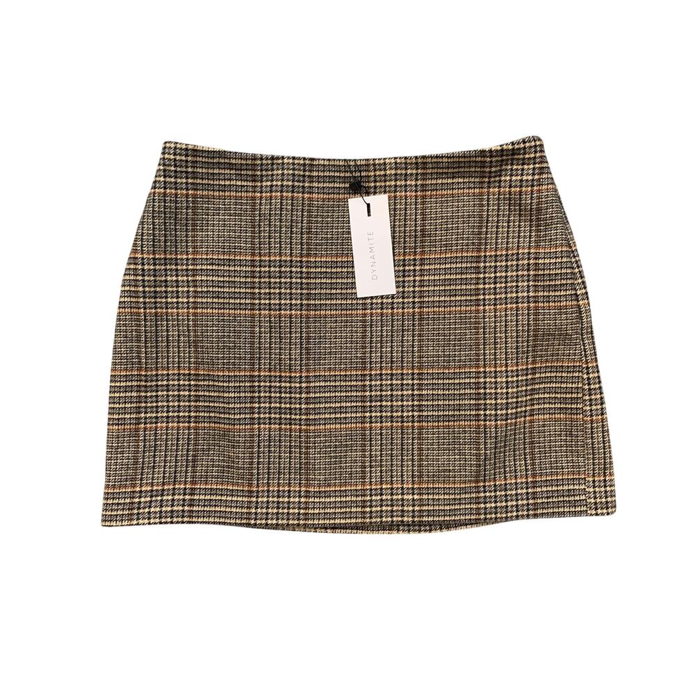 Dynamite Skirt Womens PS Petite Kylie Plaid Mini Wool Blend High Waisted Lined